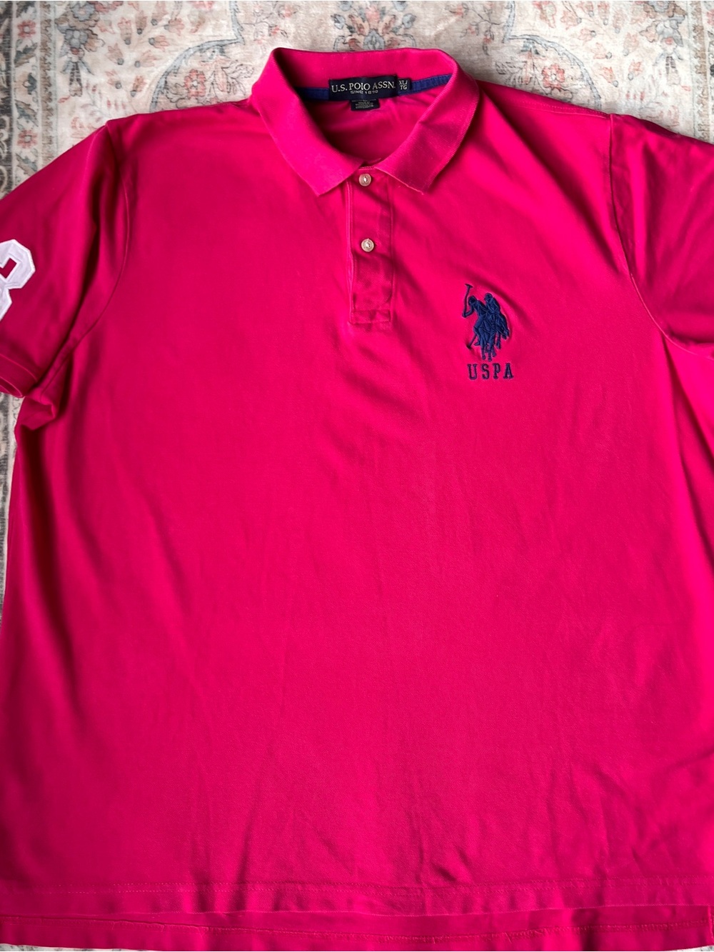 U.S. Polo Assn. Men’s Bright Pink Polo with Navy Logo